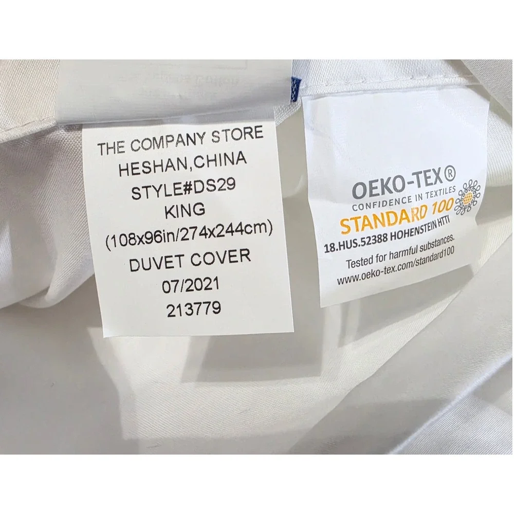 The Company Store Legends Hotel King Duvet Cover White Supima Cotton Sateen DS29